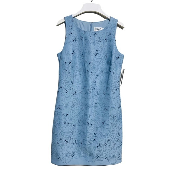 ELIZA J Sheath Dress Blue Embroidered Floral - Picture 2 of 6